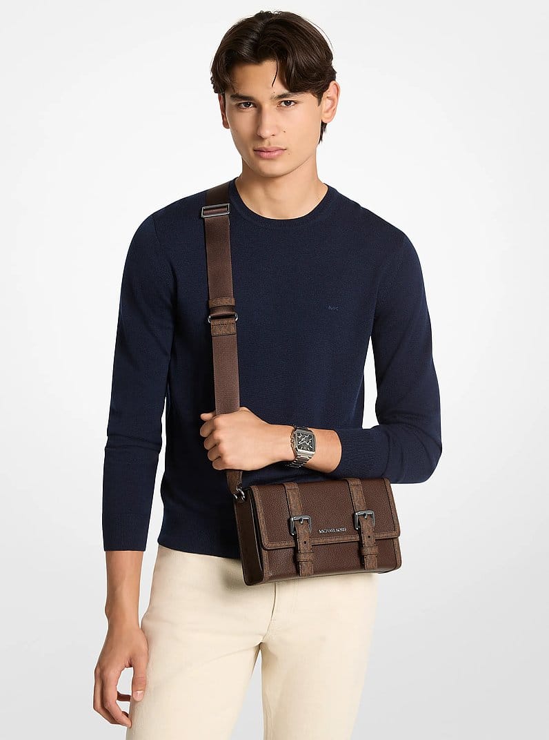 Cooper Pebbled Leather and Signature Logo Trunk Crossbody Bag