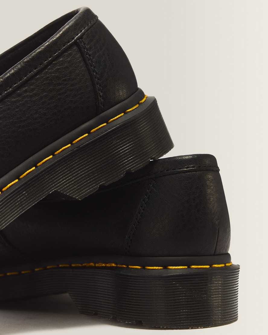 Adrian Yellow Stitch Ambassador Leather Loafers — Black