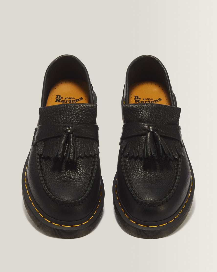Adrian Yellow Stitch Ambassador Leather Loafers — Black