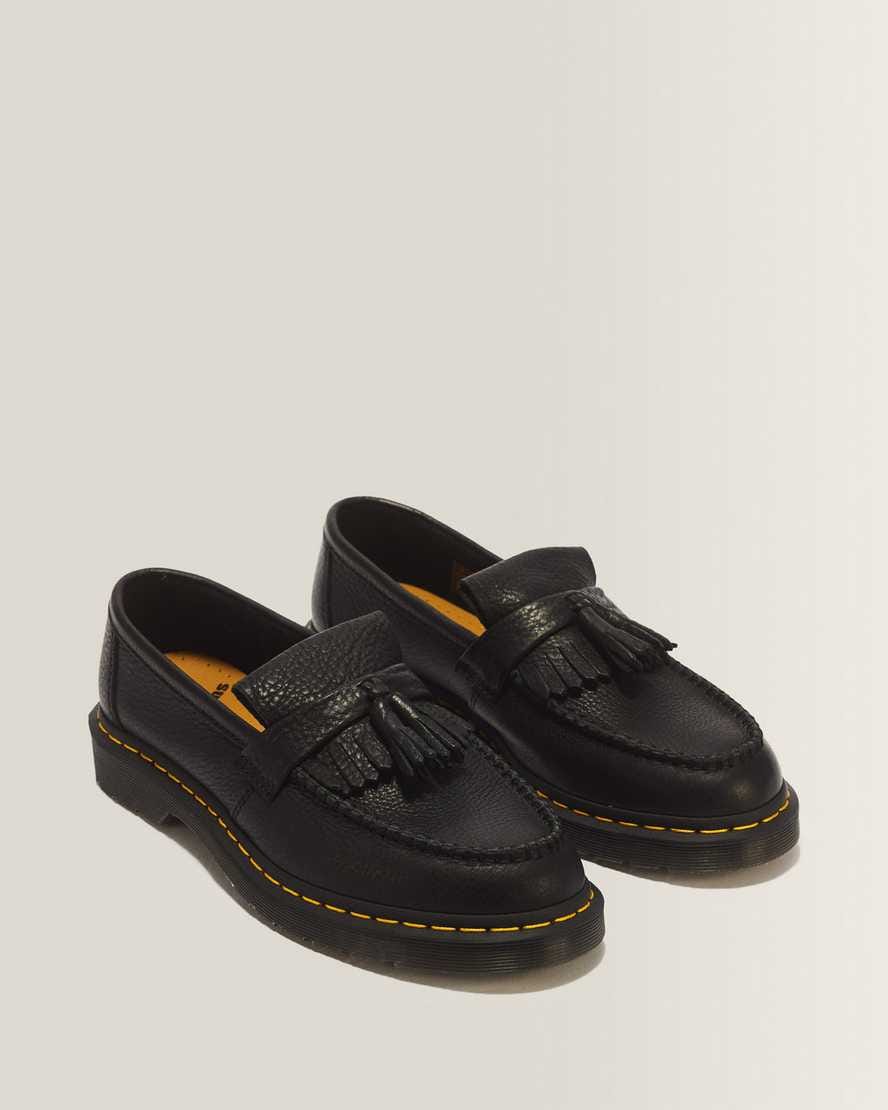 Adrian Yellow Stitch Ambassador Leather Loafers — Black