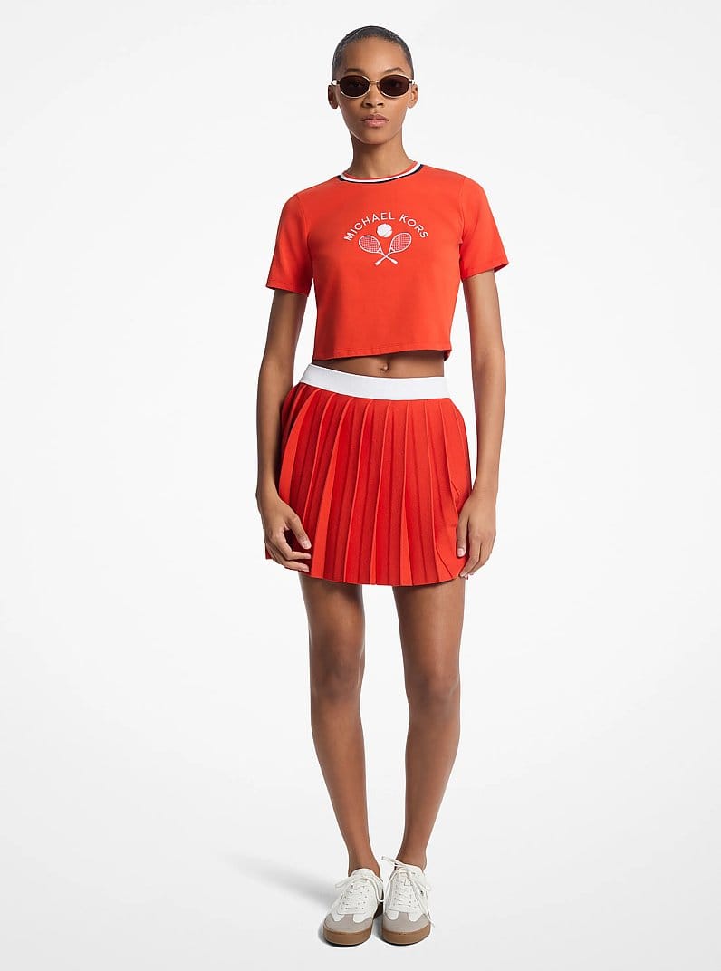 Pleated Stretch Knit Skirt