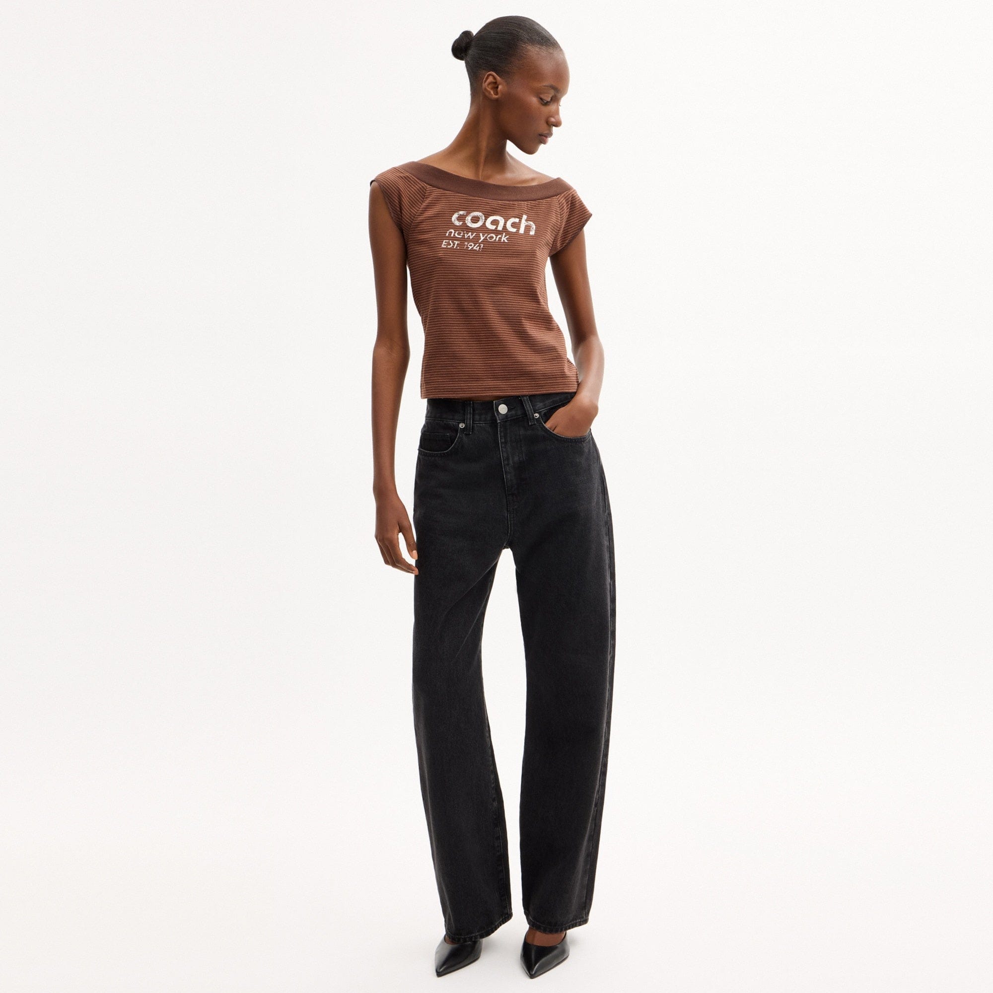 Striped Wide Neck T-Shirt In Organic Cotton