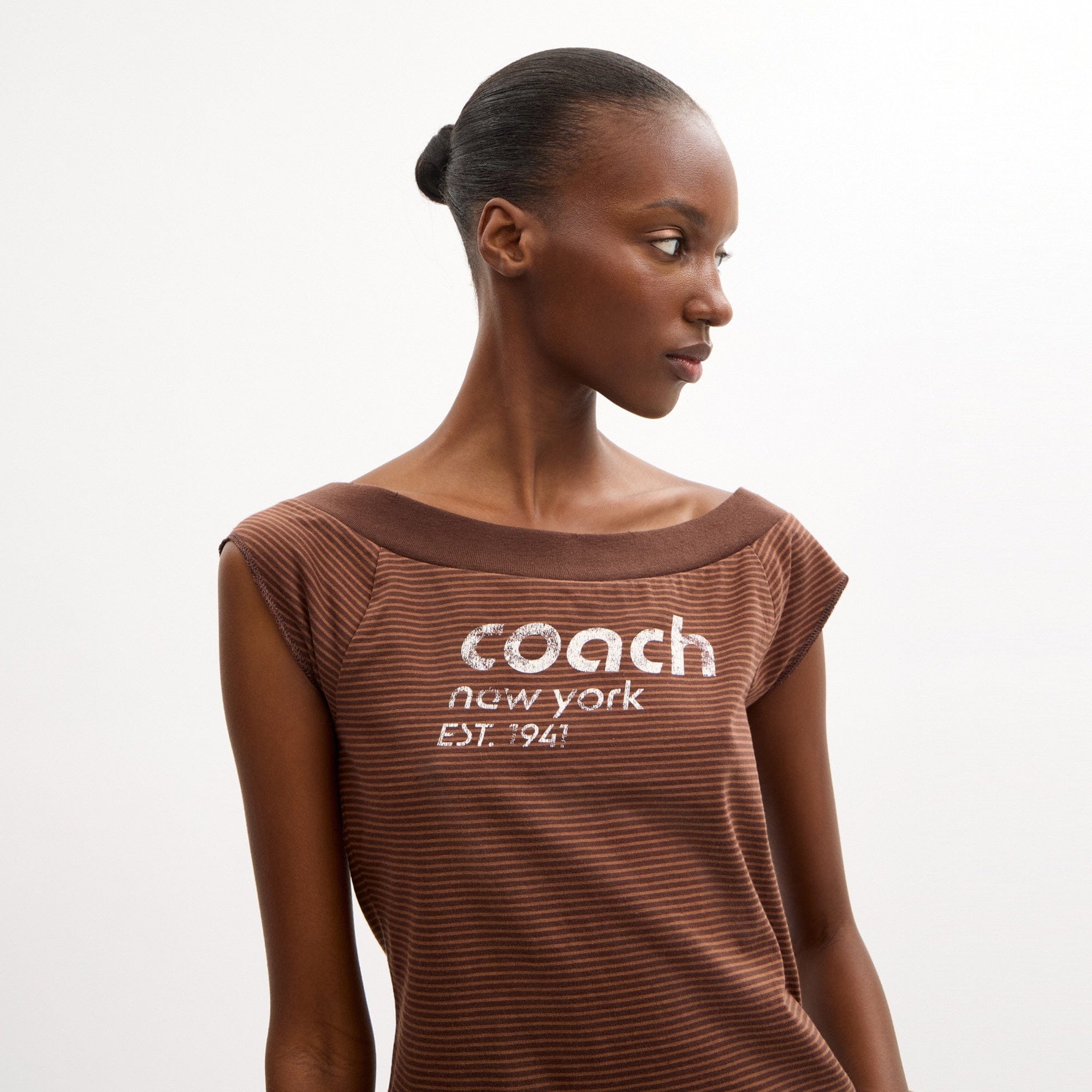 Striped Wide Neck T-Shirt In Organic Cotton