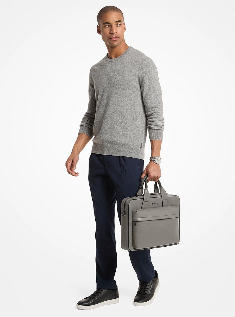 Pacey Medium Pebbled Leather Pocket Briefcase