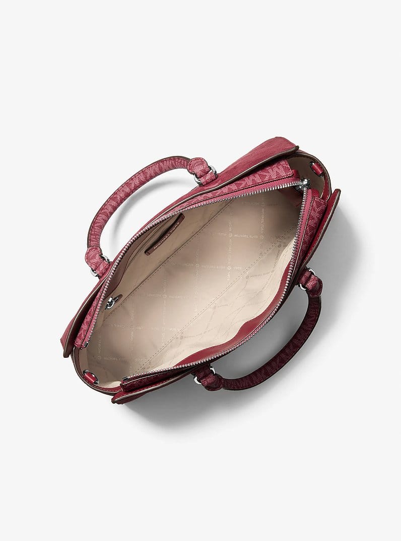 Arden Medium Signature Logo Top-Zip Satchel