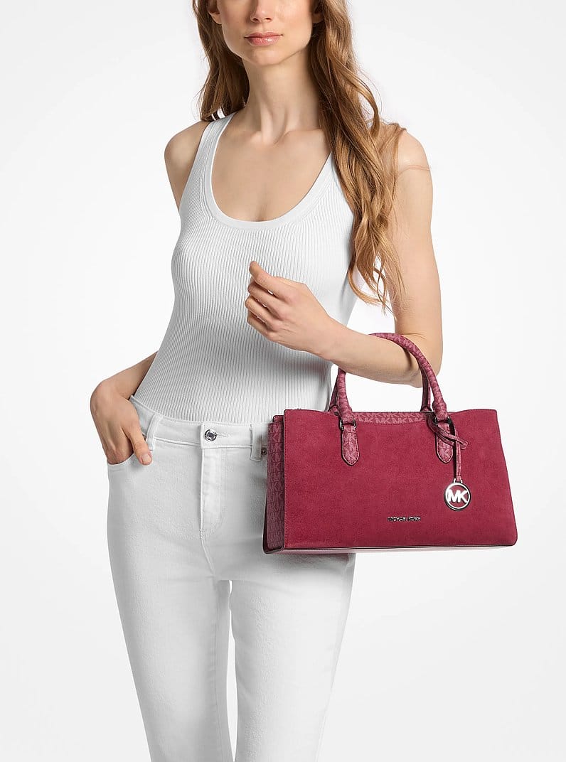Arden Medium Signature Logo Top-Zip Satchel
