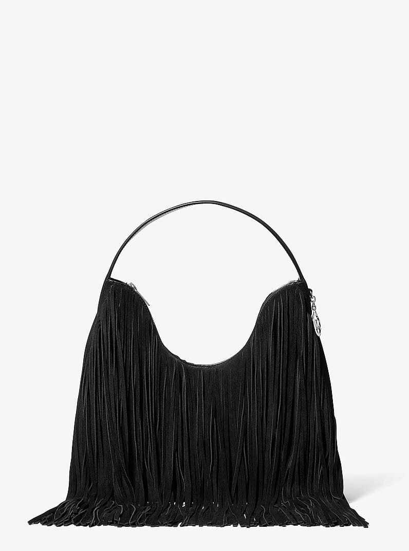 Nayla Medium Frayed Suede Hobo Shoulder Bag