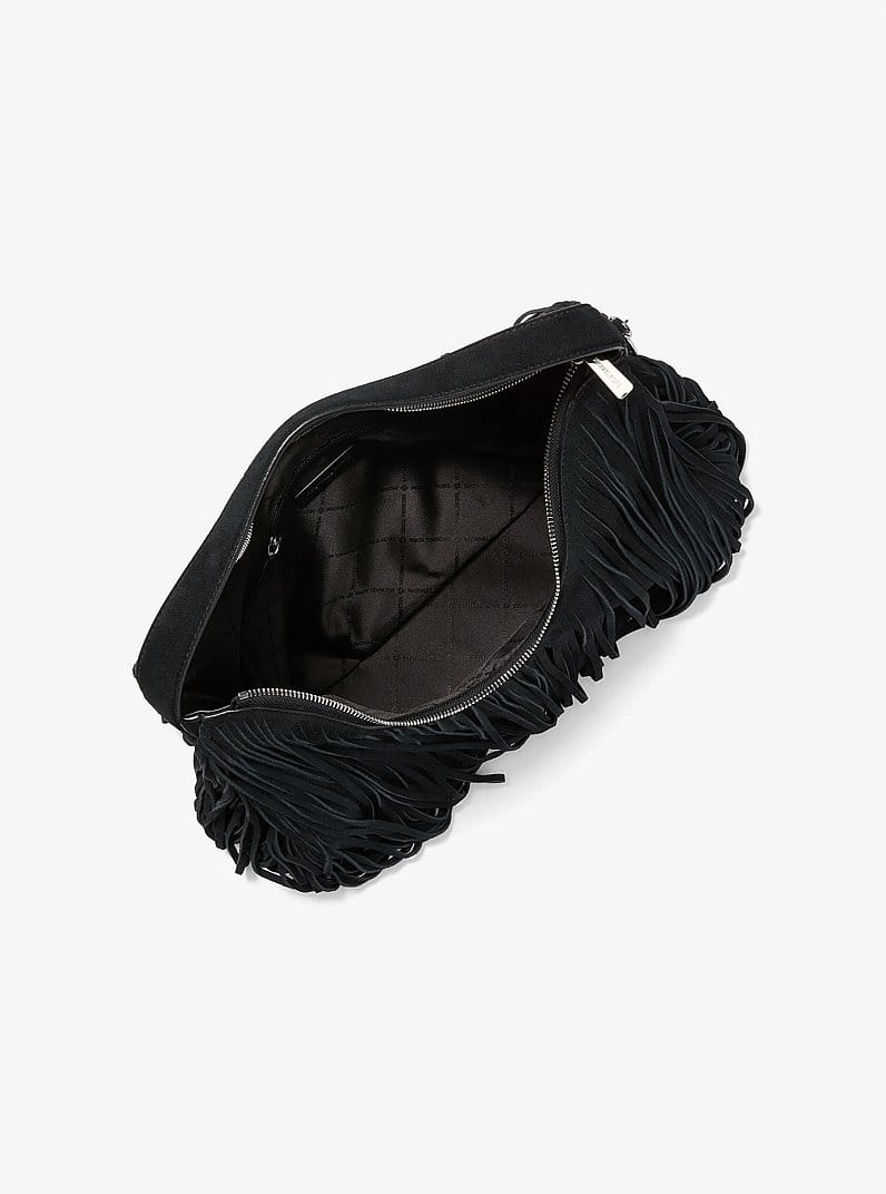 Nayla Medium Frayed Suede Hobo Shoulder Bag