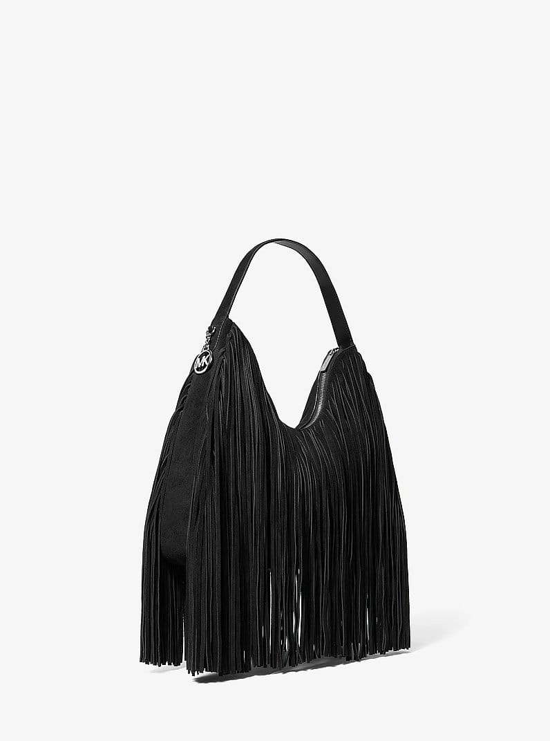 Nayla Medium Frayed Suede Hobo Shoulder Bag
