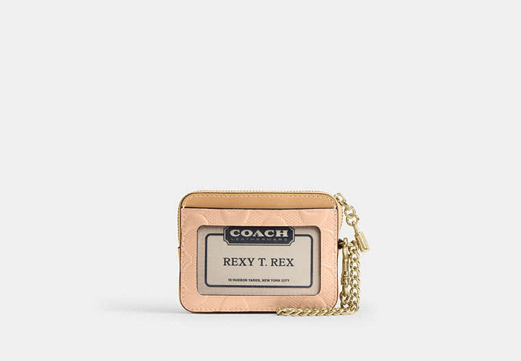 Zip Card Case In Signature Leather With Charm