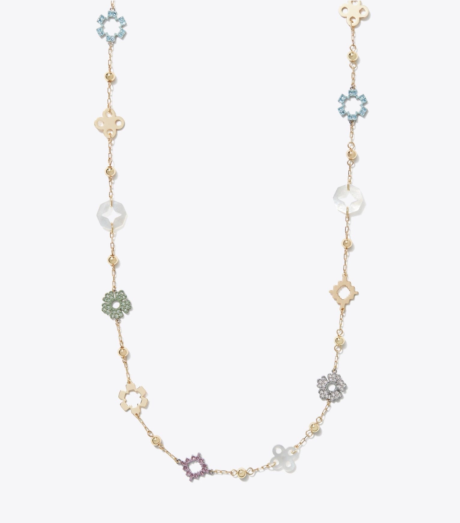 Long Forget Me Not Pavé Necklace