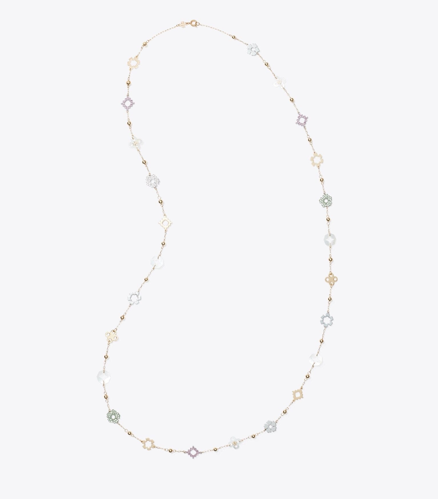 Long Forget Me Not Pavé Necklace