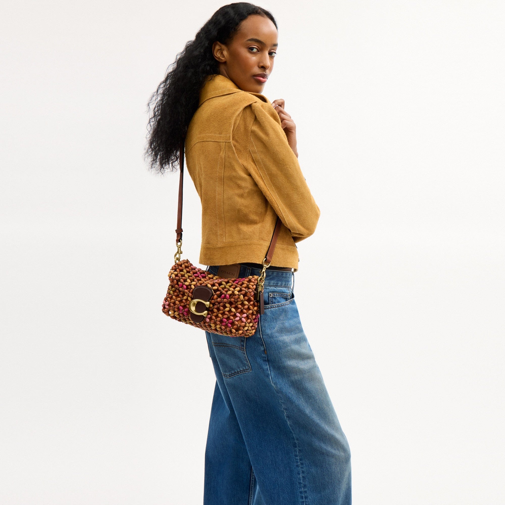 Tabby Shoulder Bag 26 With Wooden Beading