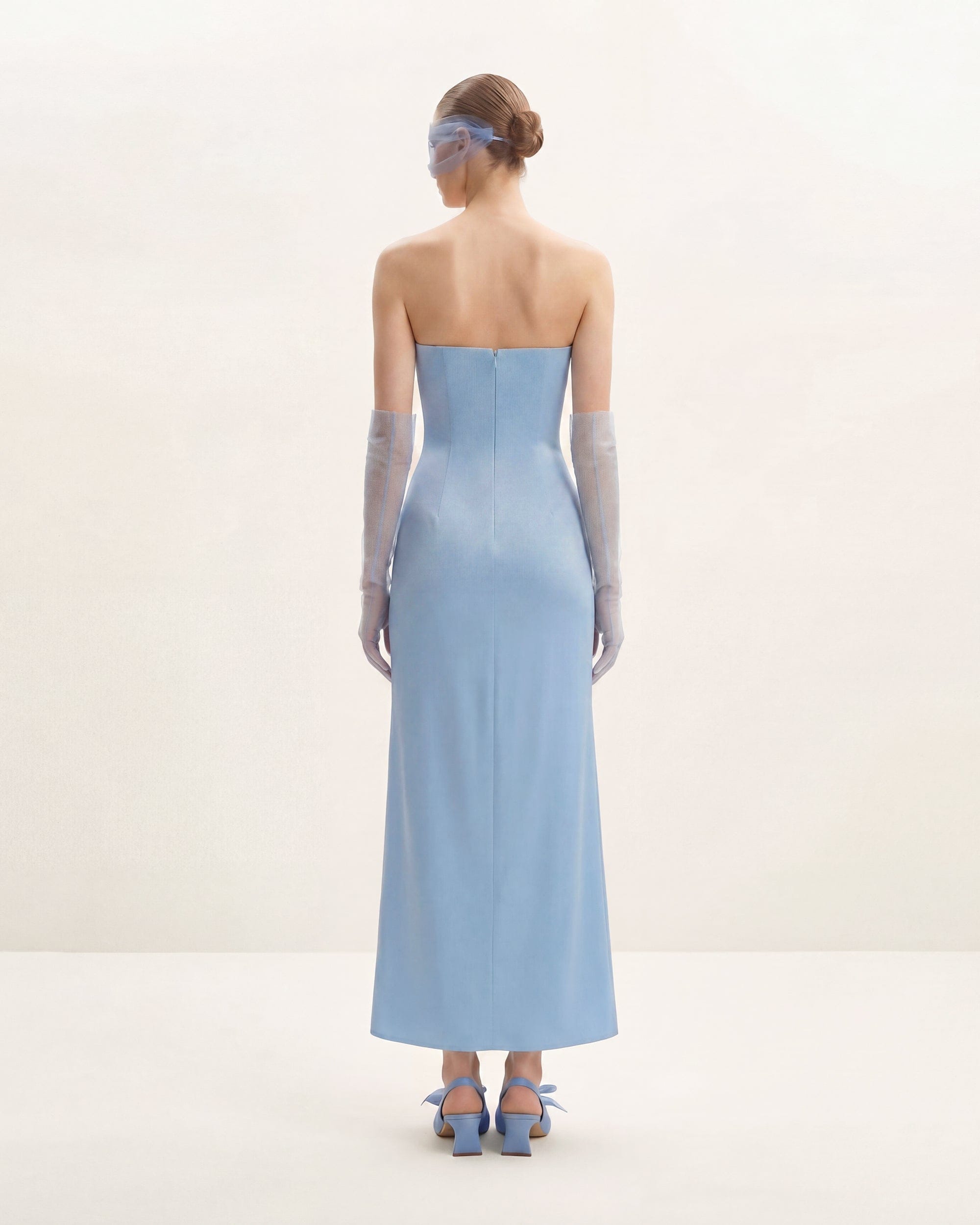 Floral Embroidered Long Dress - Blue