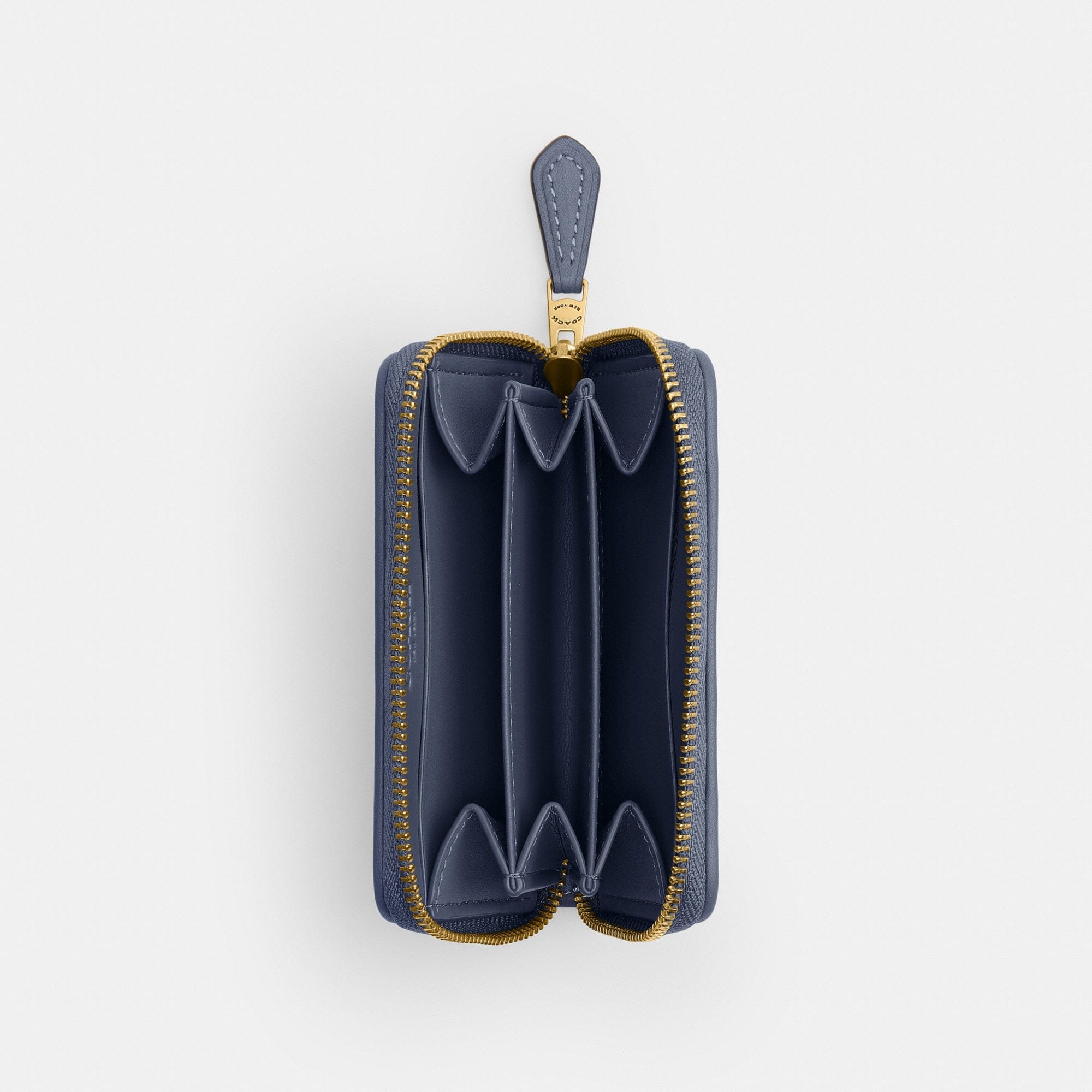 Essential Small Zip Around Card Case In Regenerative Cotton Denim With Crystal Signature