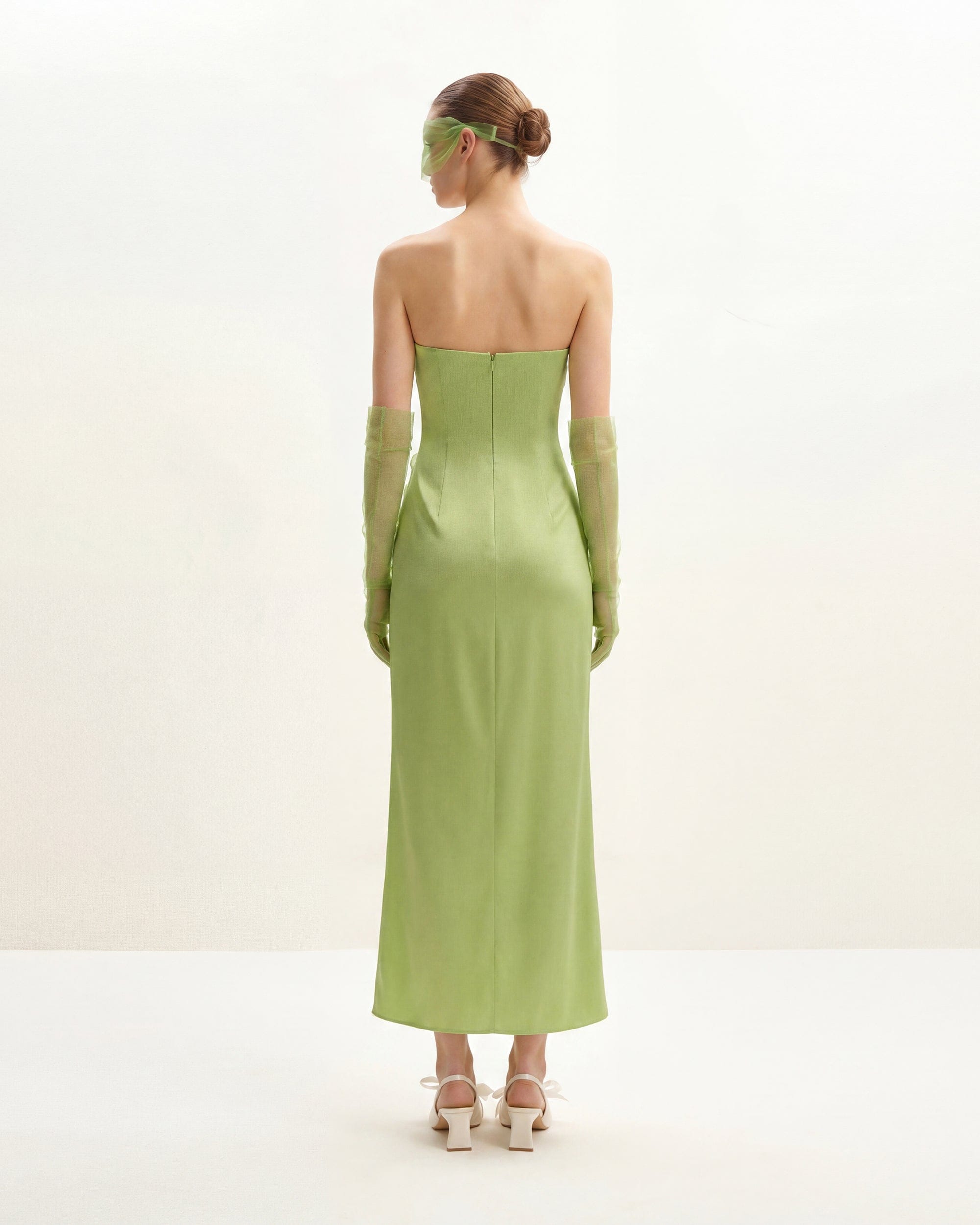 Floral Embroidered Long Dress - Green