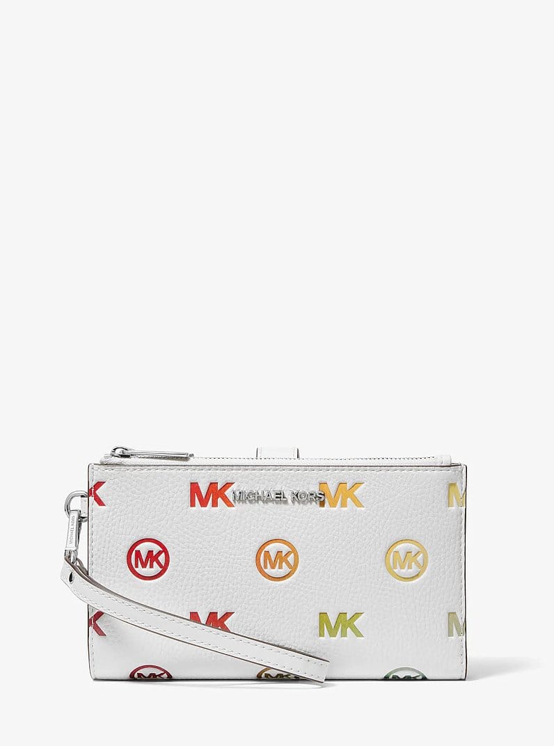 Jet Set Travel Rainbow Logo Embossed Wristlet