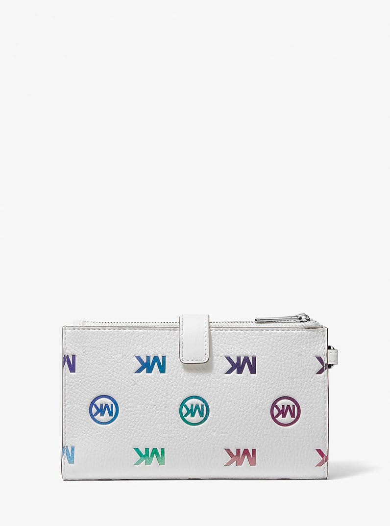 Jet Set Travel Rainbow Logo Embossed Wristlet