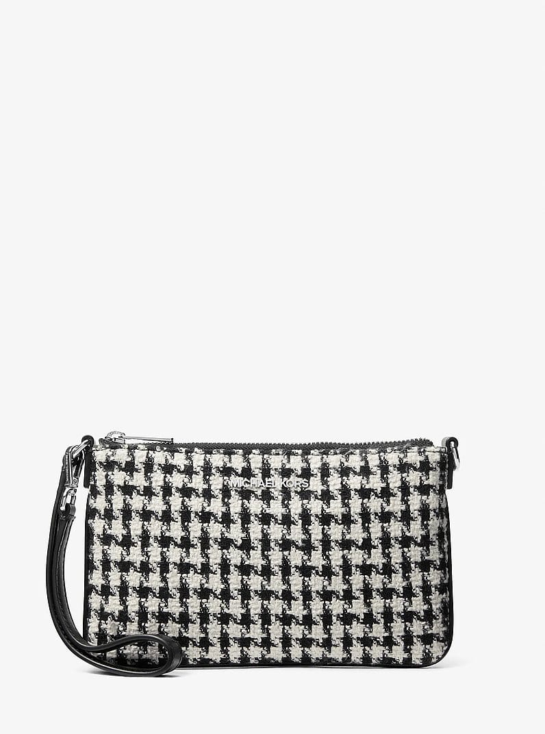 Jet Set Travel Woven Houndstooth Convertible Wristlet