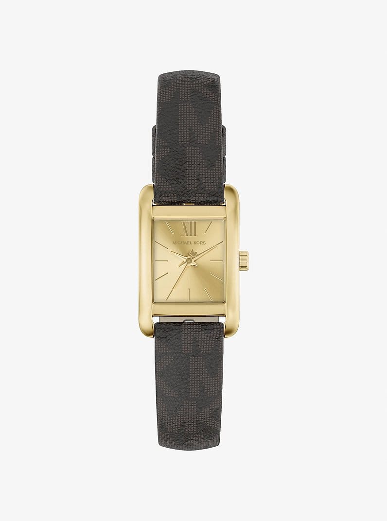Mini Monroe Gold-Tone and Logo Strap Watch