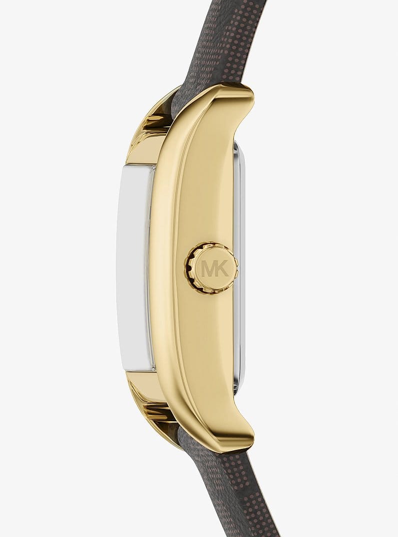 Mini Monroe Gold-Tone and Logo Strap Watch