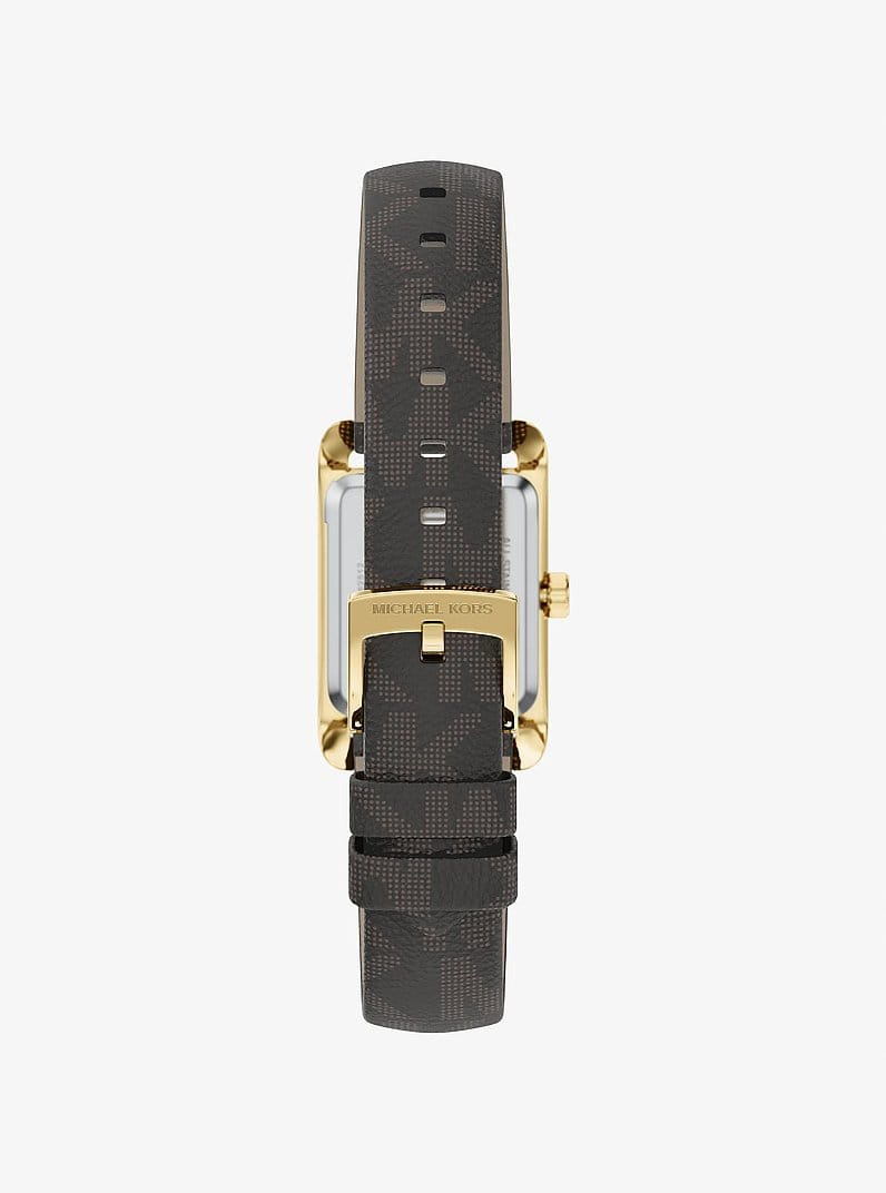 Mini Monroe Gold-Tone and Logo Strap Watch