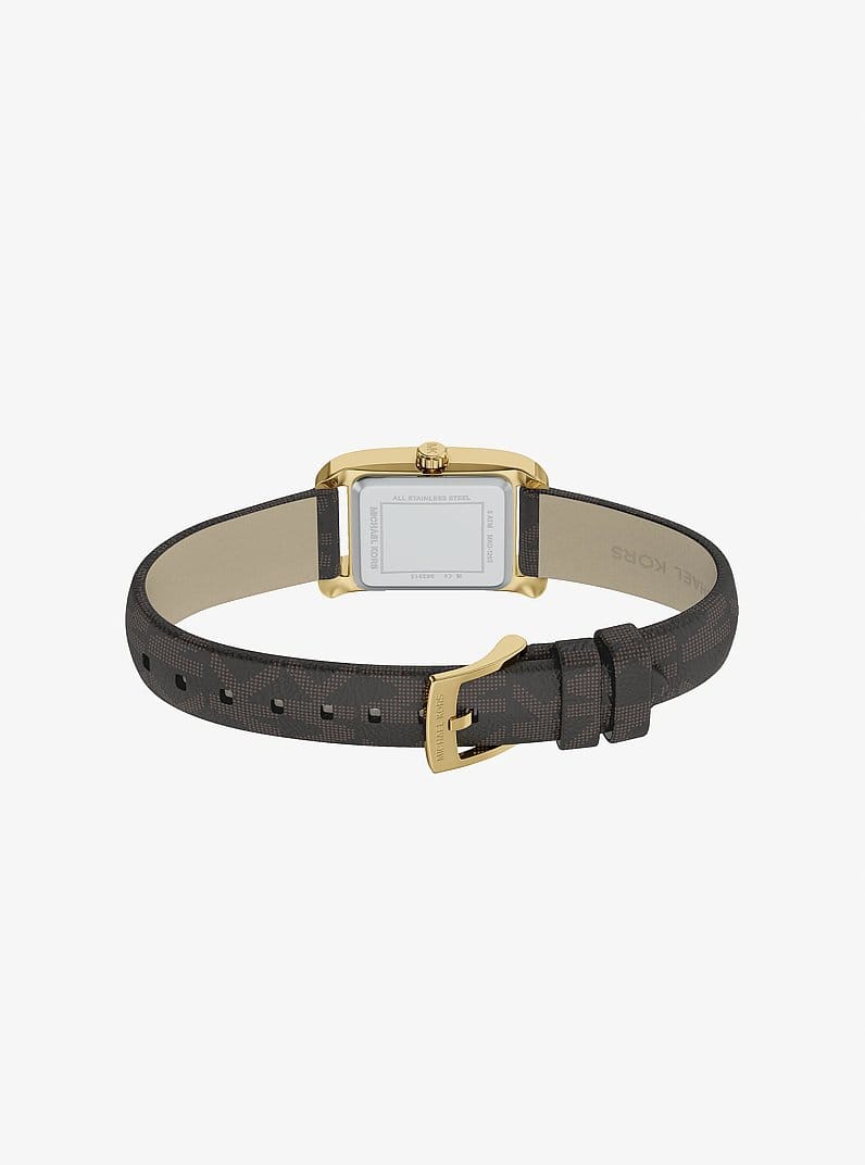 Mini Monroe Gold-Tone and Logo Strap Watch