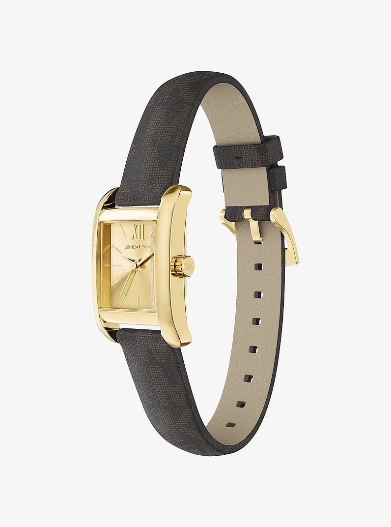 Mini Monroe Gold-Tone and Logo Strap Watch