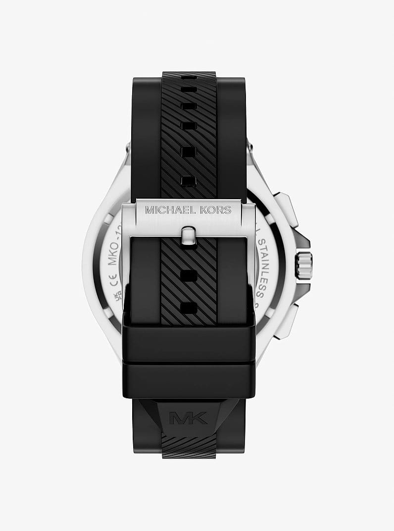 Oversized Lennox Pavé Silver-Tone and Silicone Watch