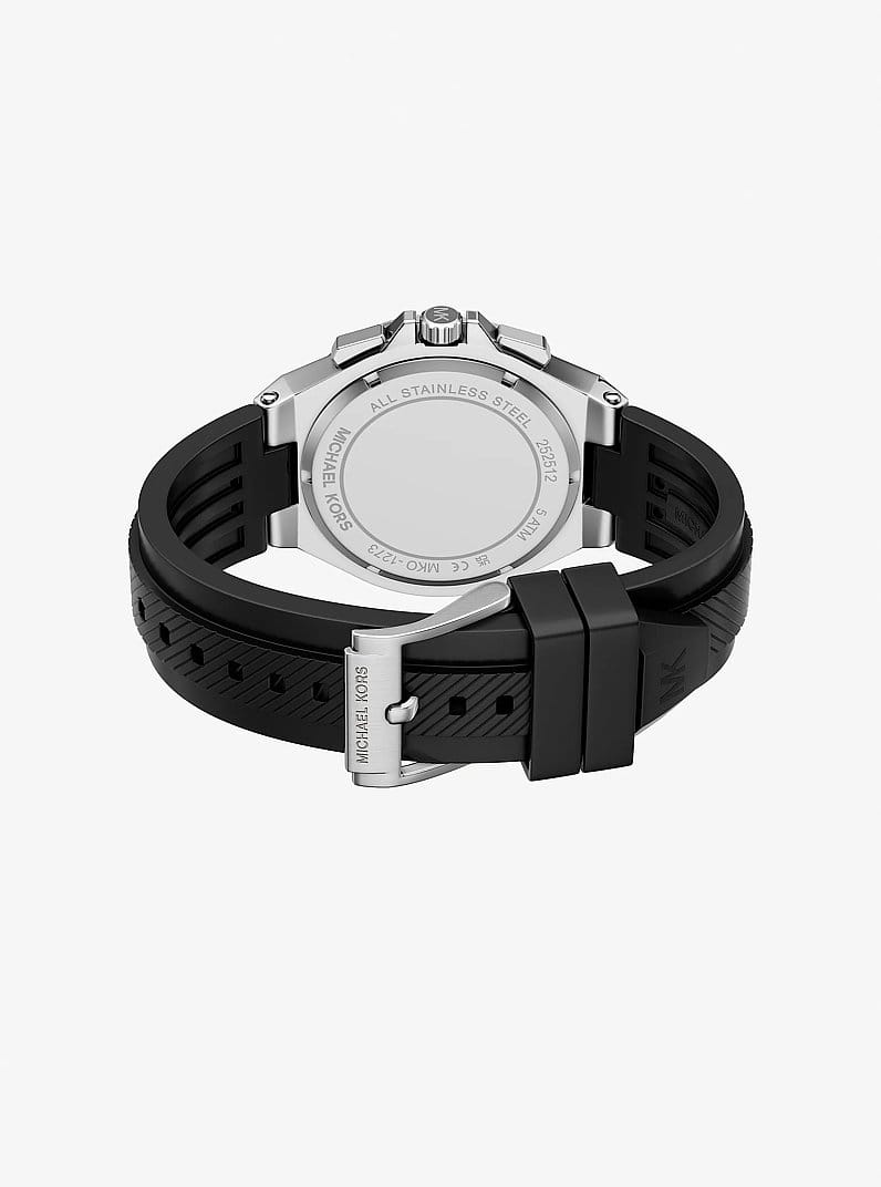 Oversized Lennox Pavé Silver-Tone and Silicone Watch
