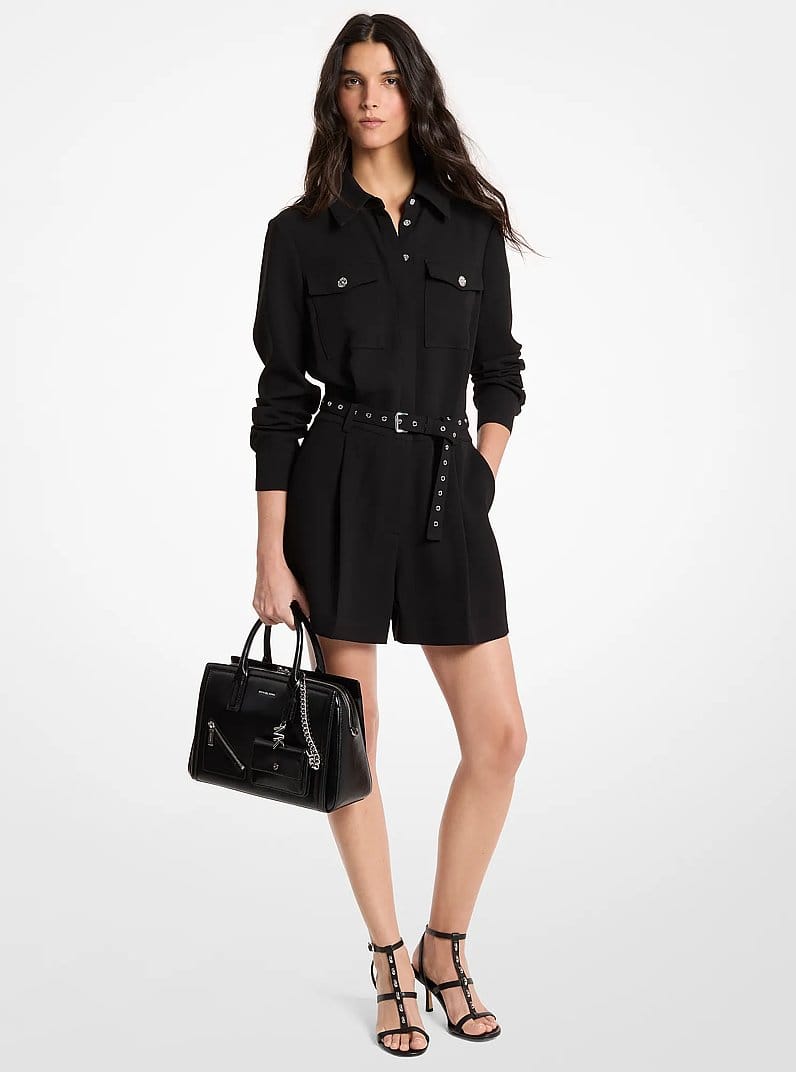 Belted Crepe Romper
