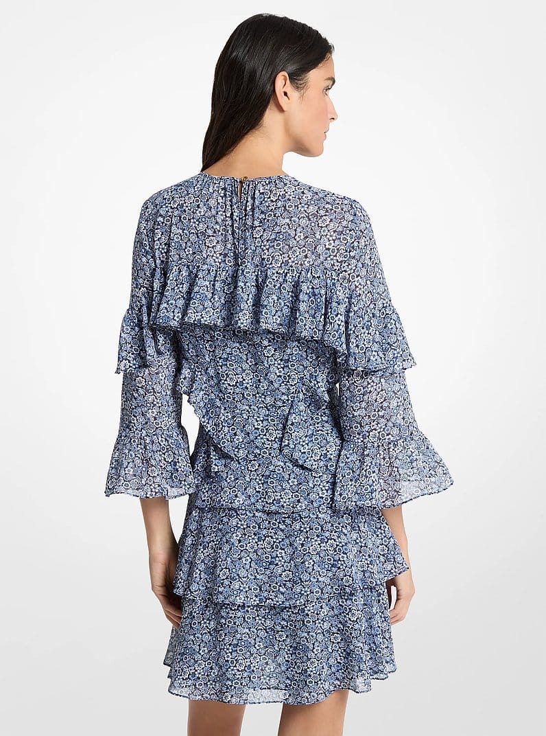 Floral Print Georgette Ruffle Mini Dress
