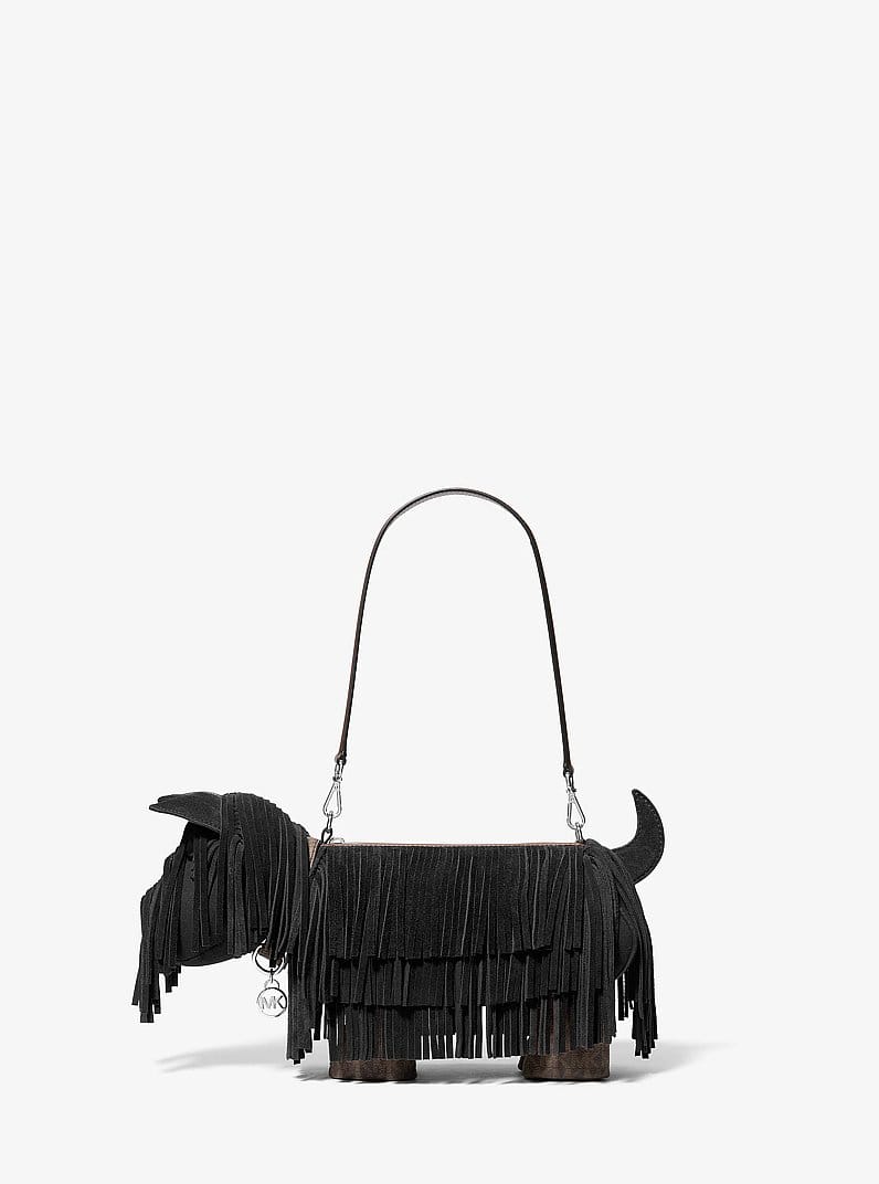 Scottie Dog Small Suede Shoulder Bag