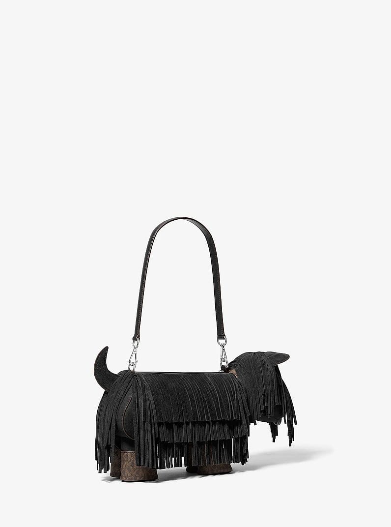 Scottie Dog Small Suede Shoulder Bag