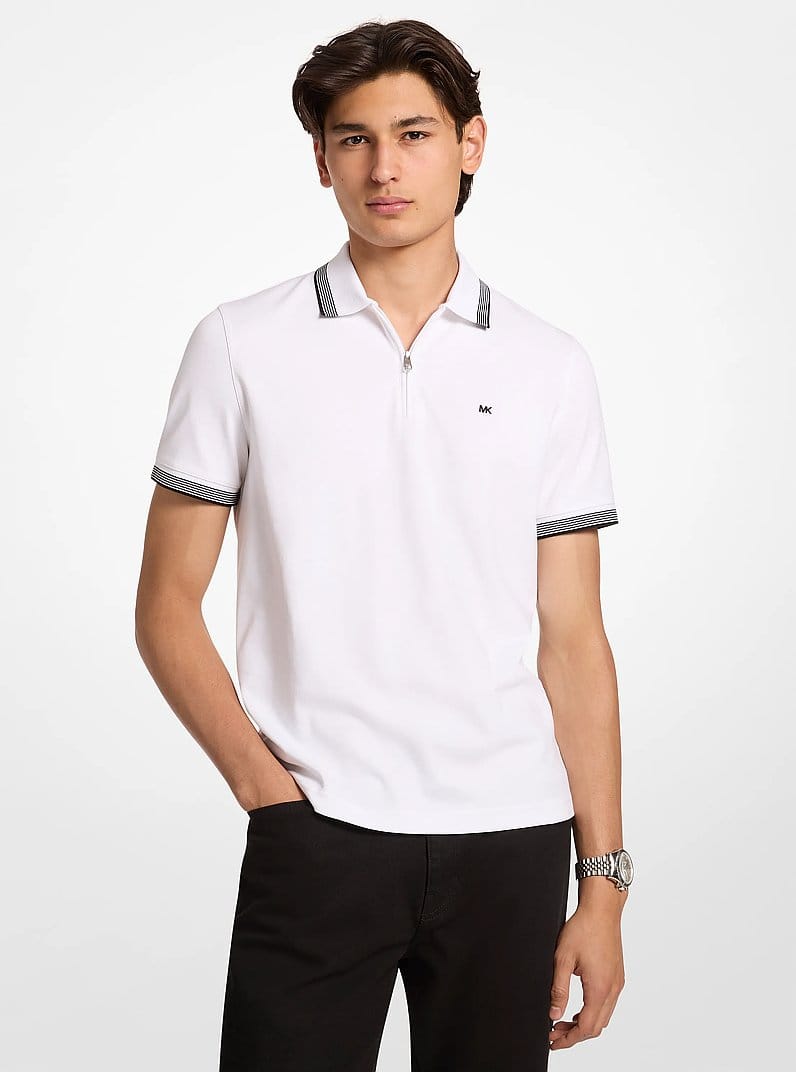 Cotton Zip-Up Polo Shirt