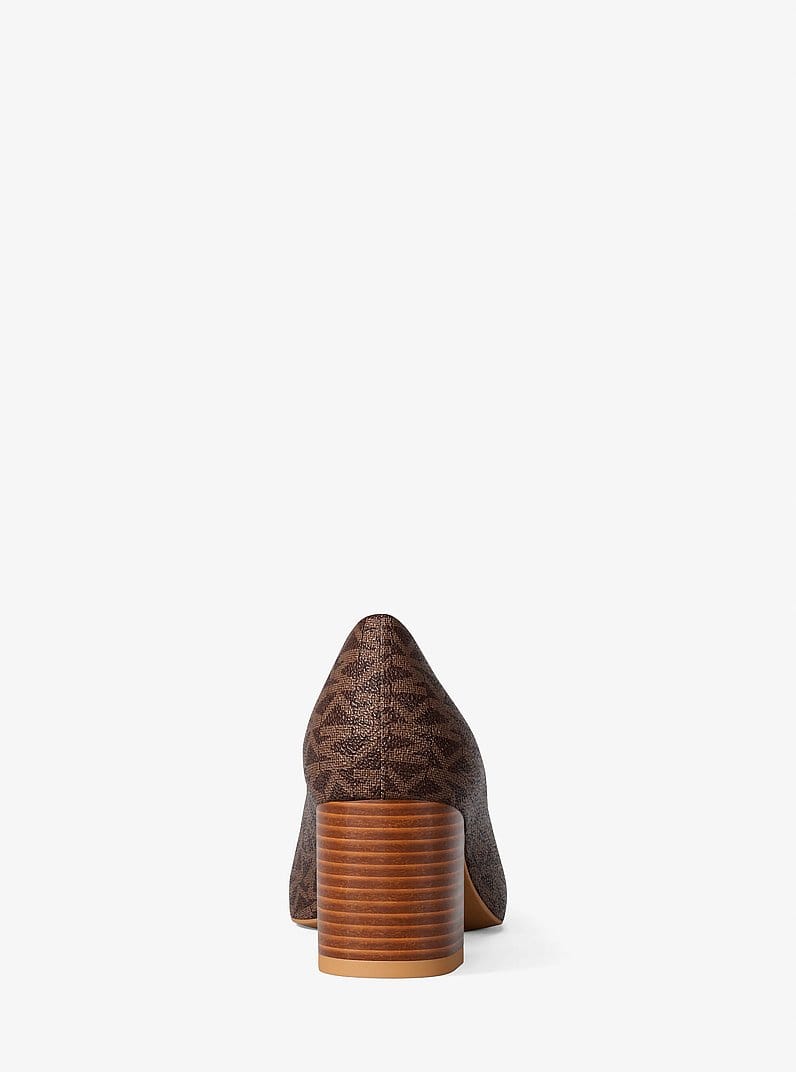 Dori Signature Logo Block Heel Pump