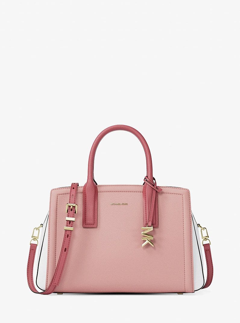 Laila Medium Color-Block Pebbled Leather Satchel