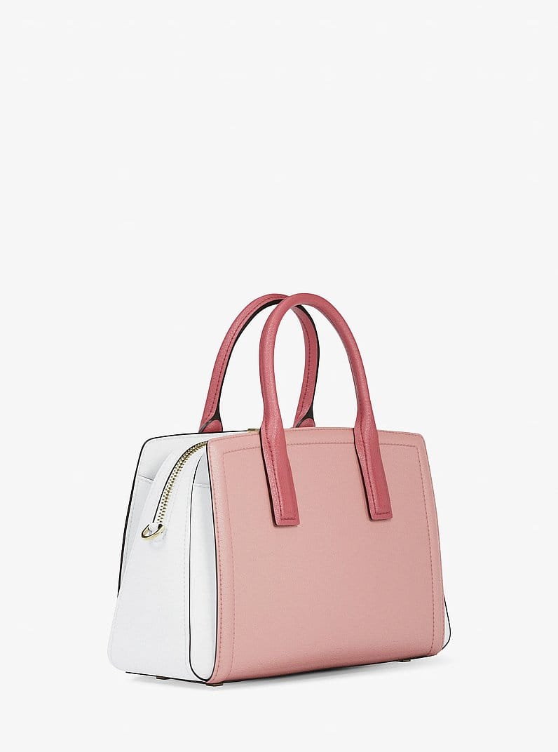 Laila Medium Color-Block Pebbled Leather Satchel