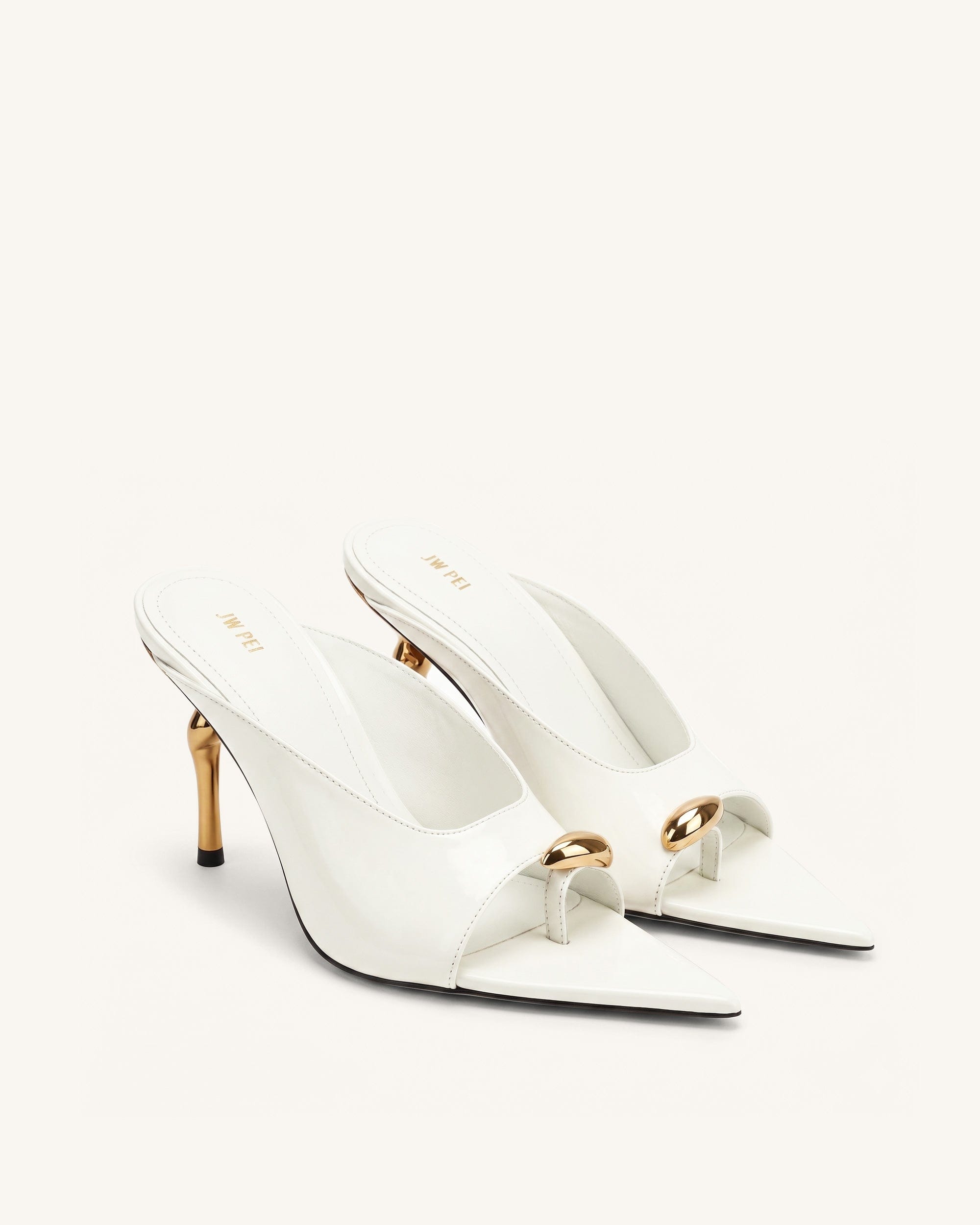 Noemi Pointed-Toe Mule Heels - White