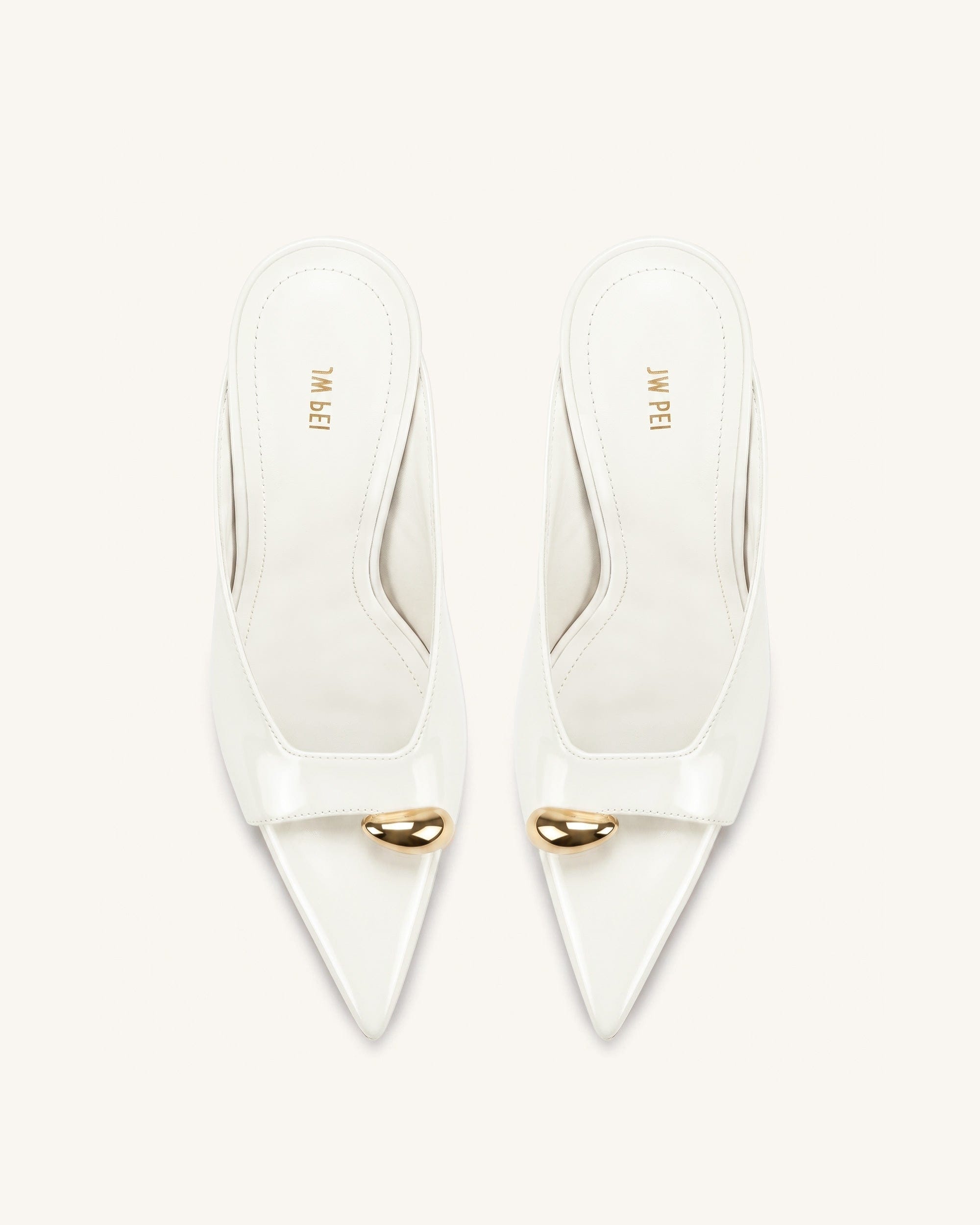 Noemi Pointed-Toe Mule Heels - White