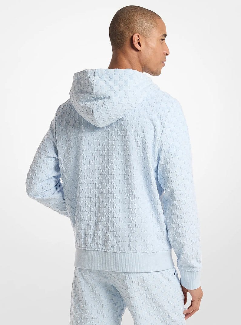 Logo Jacquard Terry Zip-Up Hoodie