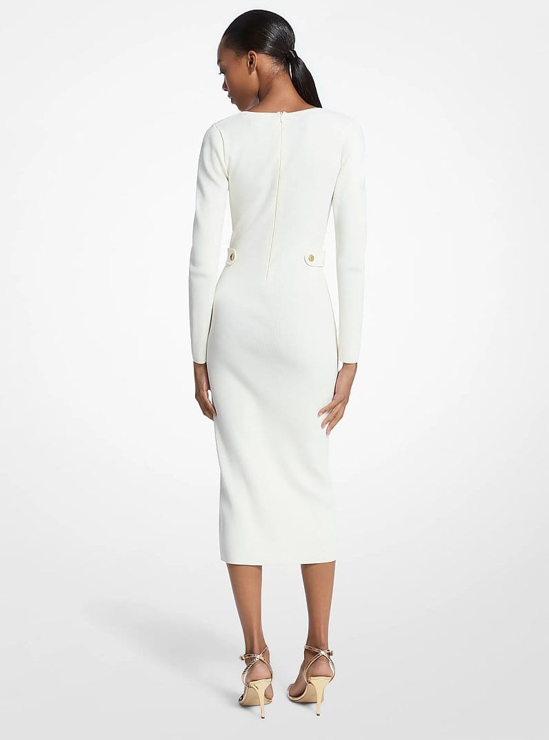 Ribbed Stretch Viscose Midi Dress
