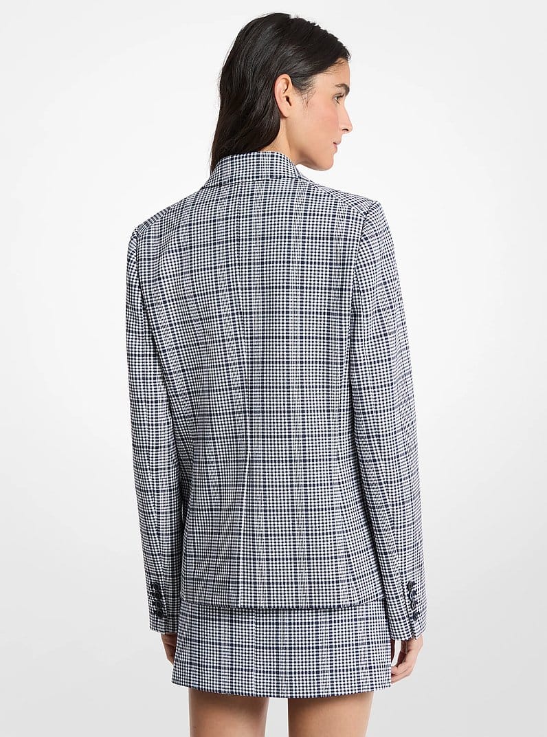 Plaid Stretch Crepe Blazer
