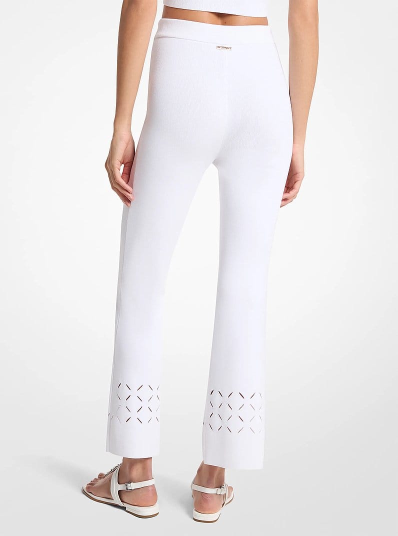 Laser Cut Stretch Knit Pants