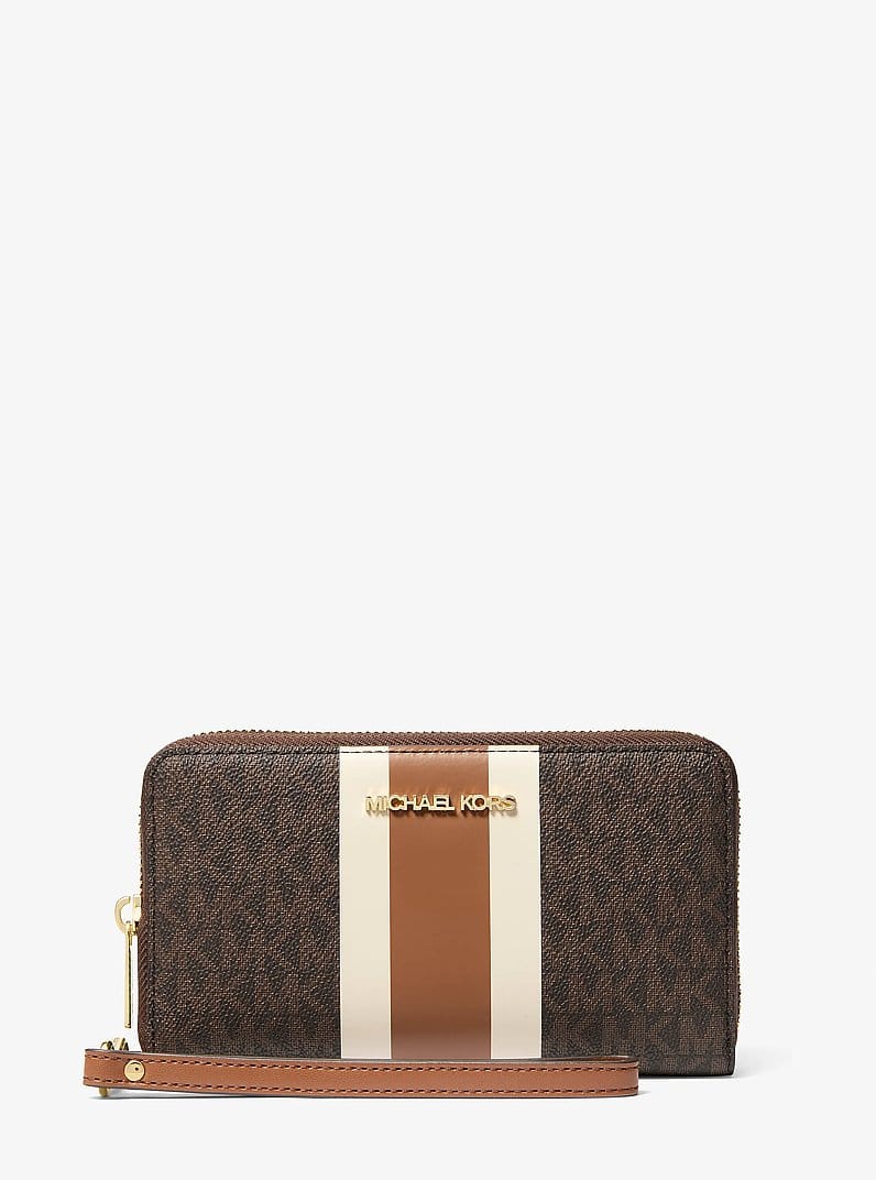 Jet Set Travel Large Striped Signature Logo Smartphone Wallet