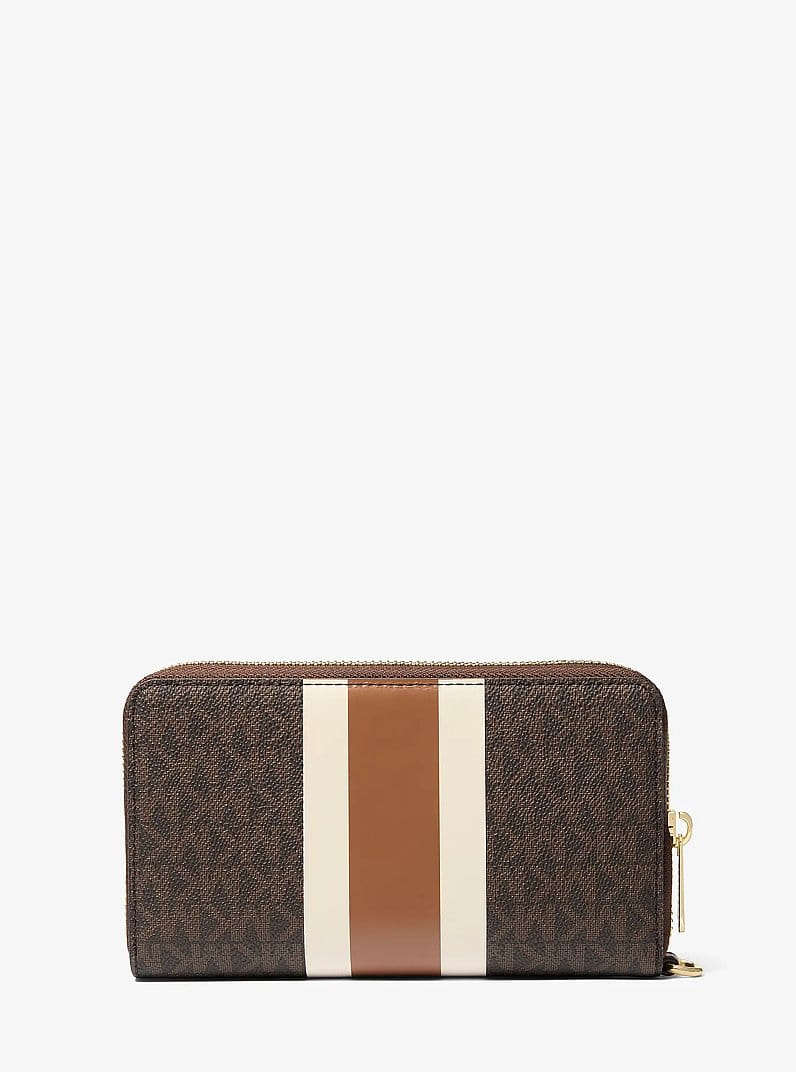 Jet Set Travel Large Striped Signature Logo Smartphone Wallet
