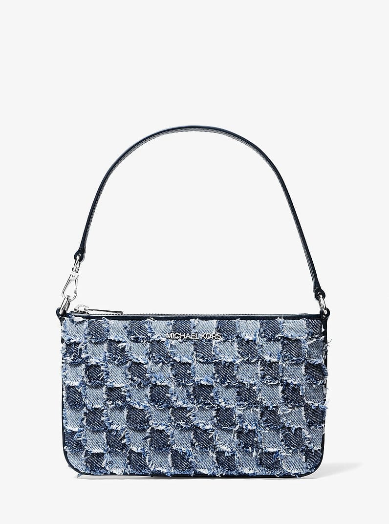 Jet Set Travel Small Patchwork Denim Convertible Wristlet