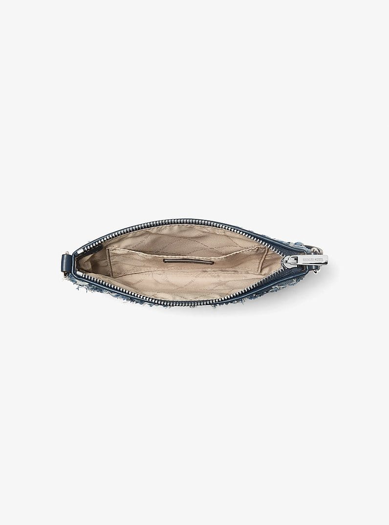 Jet Set Travel Small Patchwork Denim Convertible Wristlet