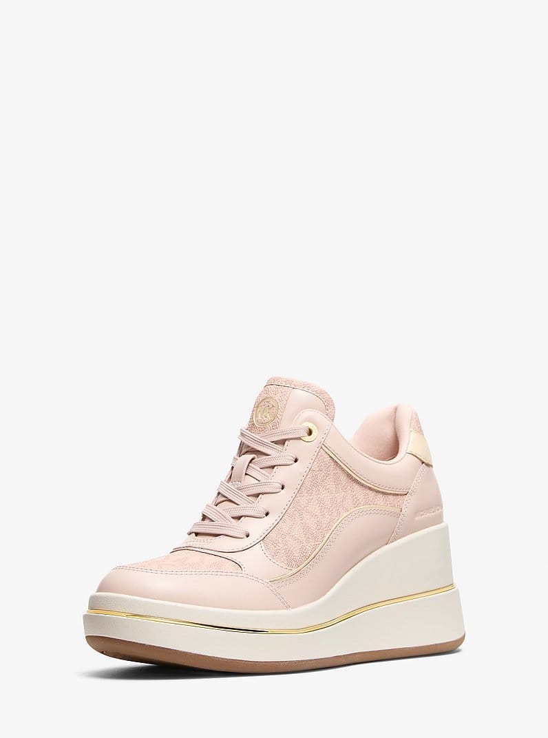 Emmy Signature Logo and Leather Wedge Trainer