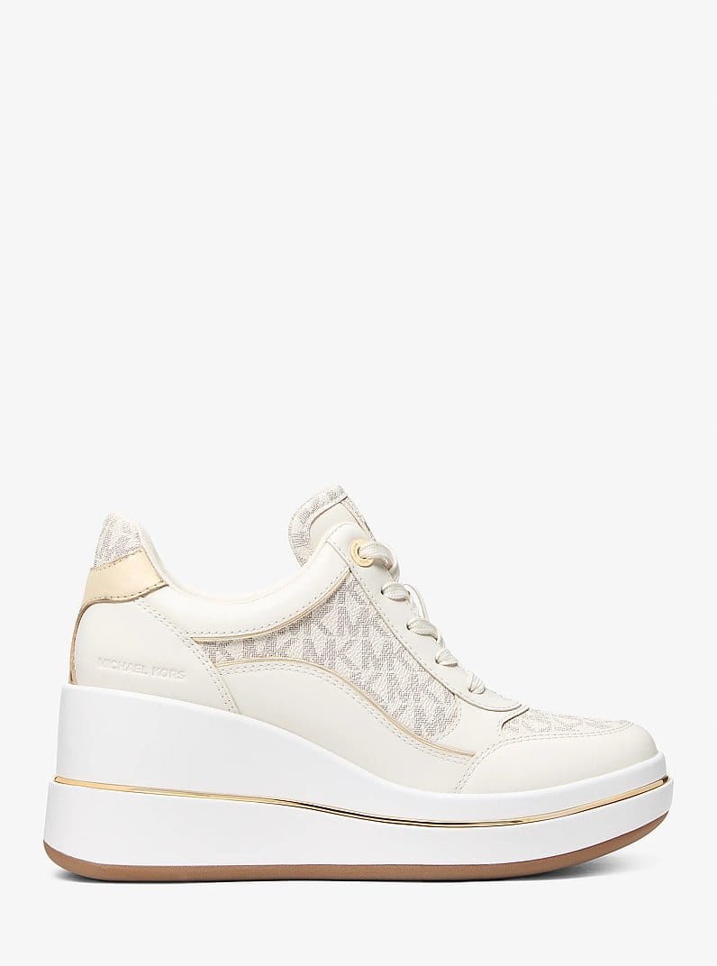 Emmy Signature Logo and Leather Wedge Trainer